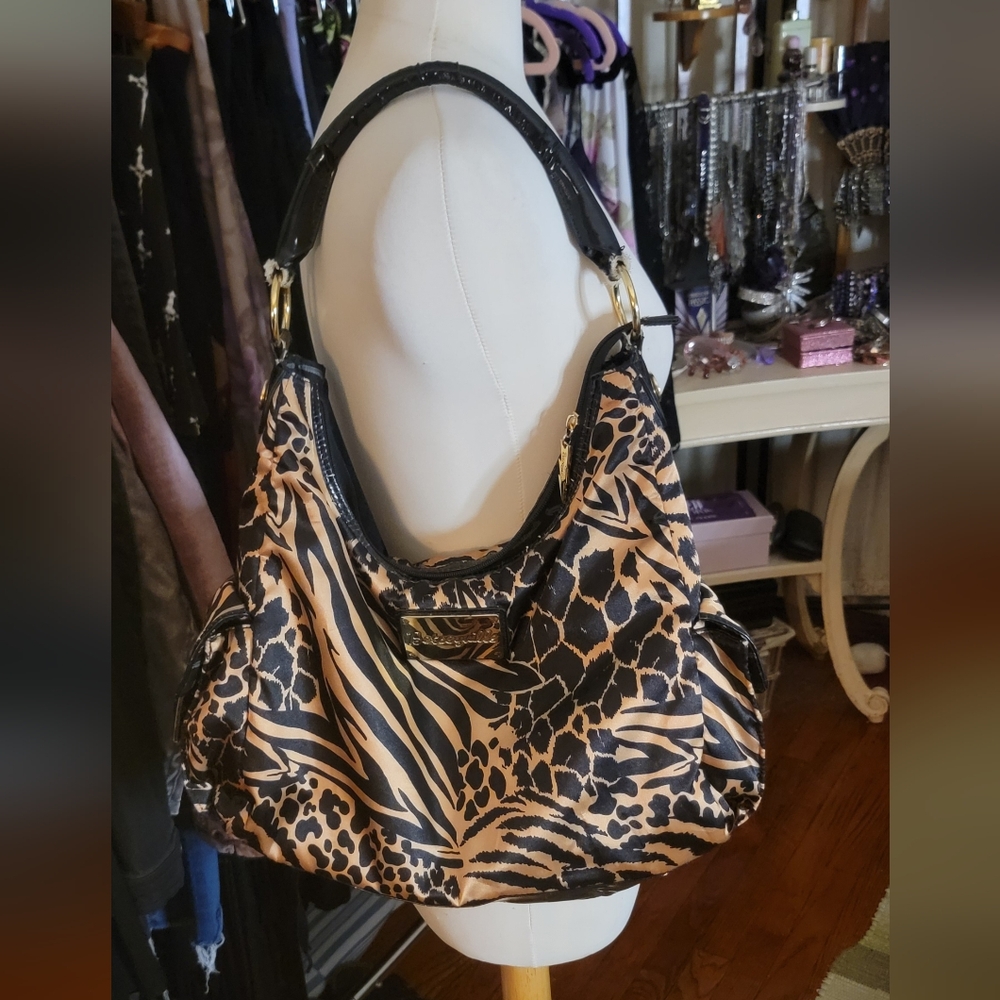 vintage Betsey Johnson satin animal print bag